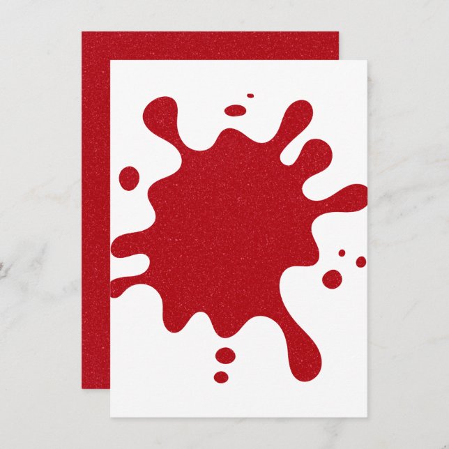 Custom White & Tomato Red Splash Invitation (Front/Back)