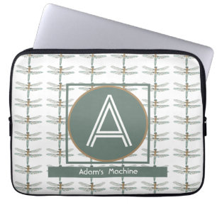 CUSTOM WHITE TRENDY DRAGONFLY LAPTOP SLEEVE