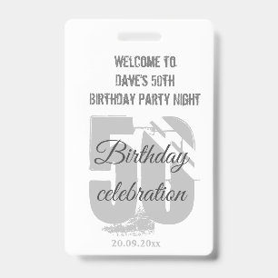 Custom White VIP Pass Birthday Party Invitation  Badge