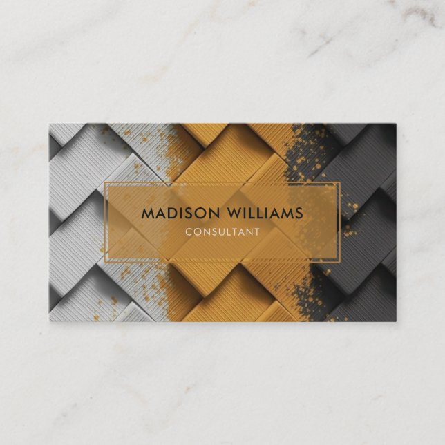 Custom White Yellow Black Fancy Professional Business Card (Front)