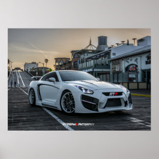 Custom Widebody Nissan GT-R with LEDs Poster