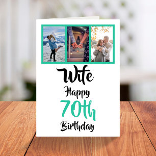 Custom Wife 70th Birthday Modern photo Card