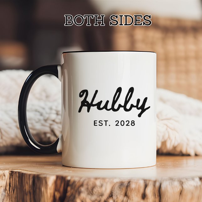 Custom Wifey Hubby Ceramic Mug for Engagement Gift (Engagement gifts for couples, Wedding gifts for bride and groom, Wifey and Hubby matching mugs)