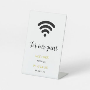 Custom WiFi Info Display Stand Minimal Pedestal Sign
