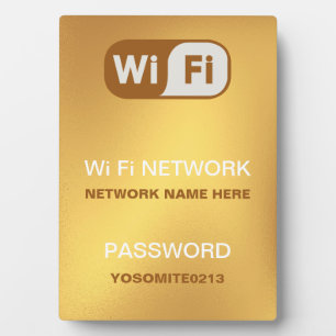 Custom WiFi Network Password Info Golden Colour Plaque