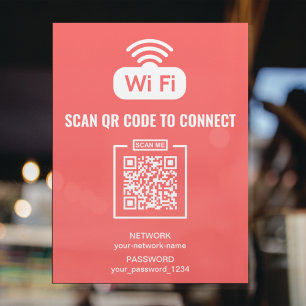 Custom WIFI Password Network QR Code Pink  Poster
