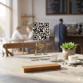 Custom Wifi QR Code | Network Password Modern Acrylic Sign