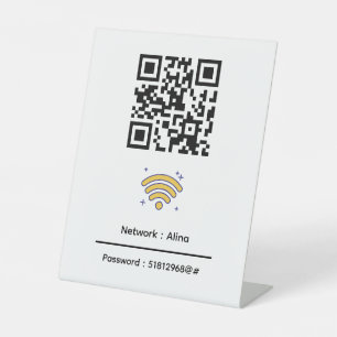 Custom Wifi QR Code   Network Password Modern Pedestal Sign