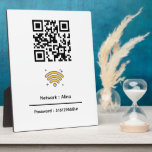 Custom Wifi QR Code | Network Password Modern Plaque<br><div class="desc">Custom Branded Wifi QR Code | Network Password Modern Tabletop Plaque with Easel</div>