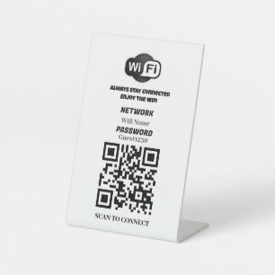 Custom WiFi QR Code Table Sign 