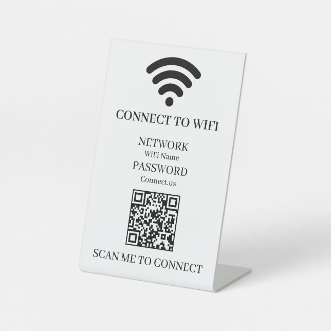 Custom WiFi QR | Easy Network Access Scan Display Pedestal Sign (Front)