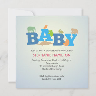 Custom wild safari animal boy baby shower invitation