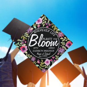 Custom Wildflower Bloom with Grace Graduation Cap Topper