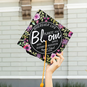 Custom Wildflower Bloom with Grace Graduation Cap Topper