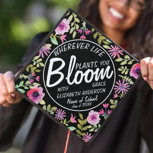 Custom Wildflower Bloom with Grace Graduation Graduation Cap Topper