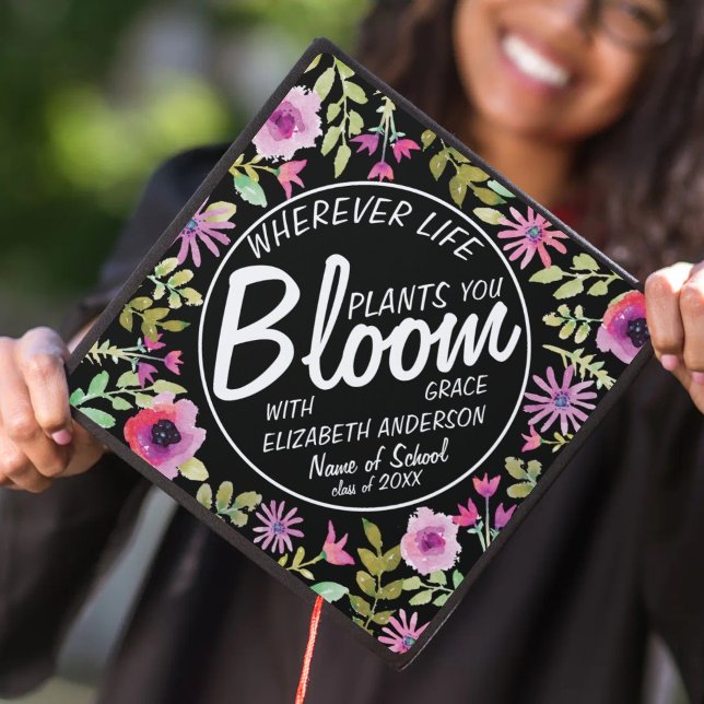 Custom Wildflower Bloom with Grace Graduation Graduation Cap Topper (Creator Uploaded)