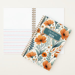Custom Wildflower Botanical Boho Floral Watercolor Notebook