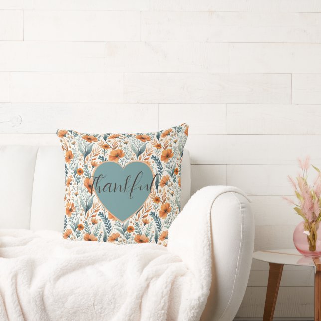 Custom Wildflower Botanical Boho Floral Watercolor Throw Pillow (Couch)