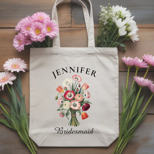 Custom Wildflower Bridesmaid Bag for Bridal Gift