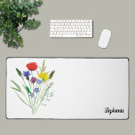 Custom Wildflower Desk Mat<br><div class="desc">This floral desk mat is decorated with watercolor wildflowers and stylish typography.
Easily customizable.
Original Watercolor © Michele Davies.</div>
