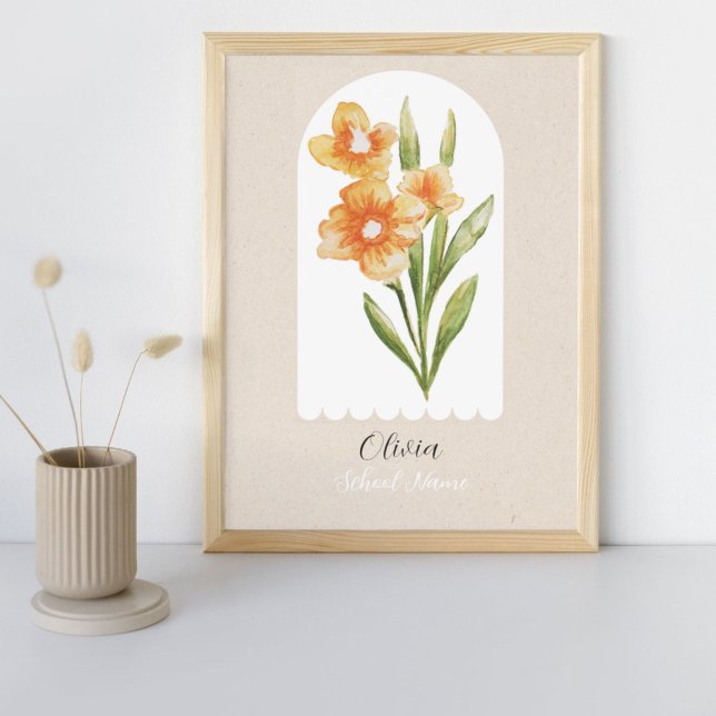 Custom Wildflower Floral Script Name Photo Print (Add a personal touch to your space with our Custom Wildflower Floral Script Name Art.)