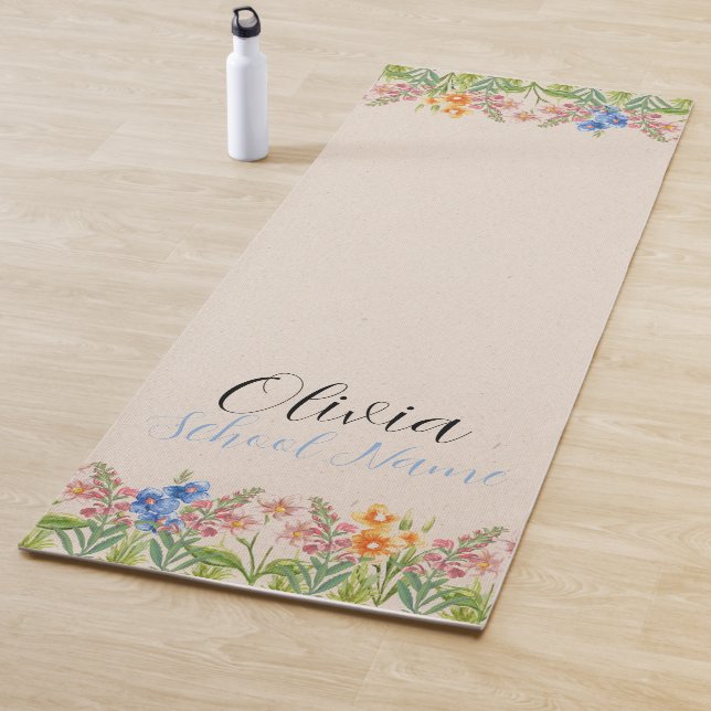 Custom Wildflower Floral Script Name Yoga Mat (In Situ)