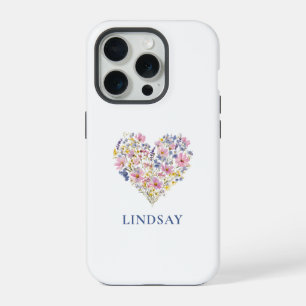Custom Wildflower Heart Name iPhone 15 Pro Case