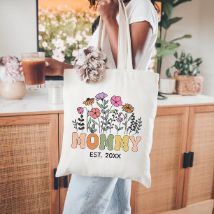 Custom Wildflower mommy tote bag, New mom floral Bag