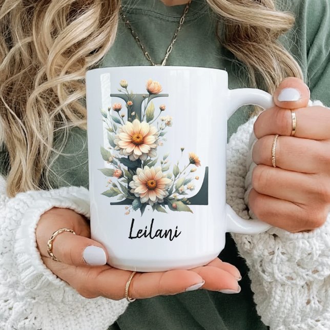 Custom Wildflower Monogram Mug for Mother’s Day (personalized gift for women, mother’s day mug, christmas mug for her, graduation mug gift for girls,)