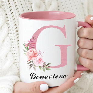 Custom Wildflower Pink Mug Gift for Bridesmaids
