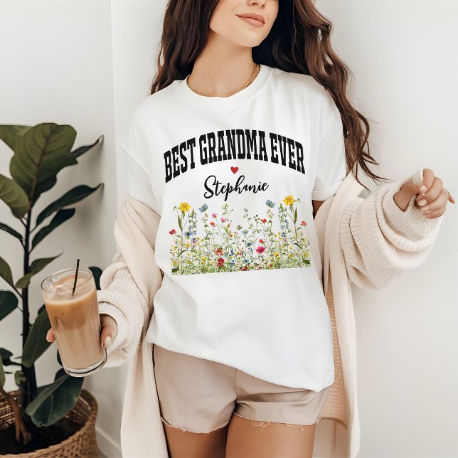 Custom Wildflower Shirt, Birthday Gift for Grandma T-Shirt (personalized grandma t-shirt, wildflowers grandma shirt, grandma gift shirt, Mimi shirt gift)