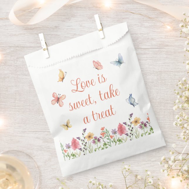 Custom Wildflowers and Butterflies Bridal Shower Favour Bag (Clipped)