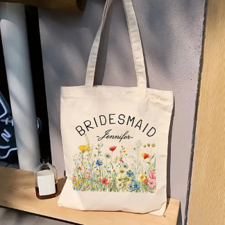 Custom Wildflowers Bag, Bridesmaid Proposal Gift Tote Bag