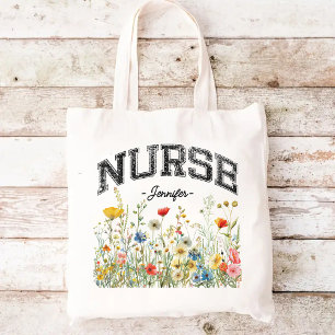 Custom Wildflowers Nurse Bag, Grad Gift for Nurse Tote Bag