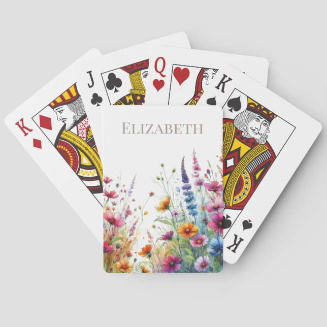 Custom Wildflowers Personalized  Playing Cards (Back)