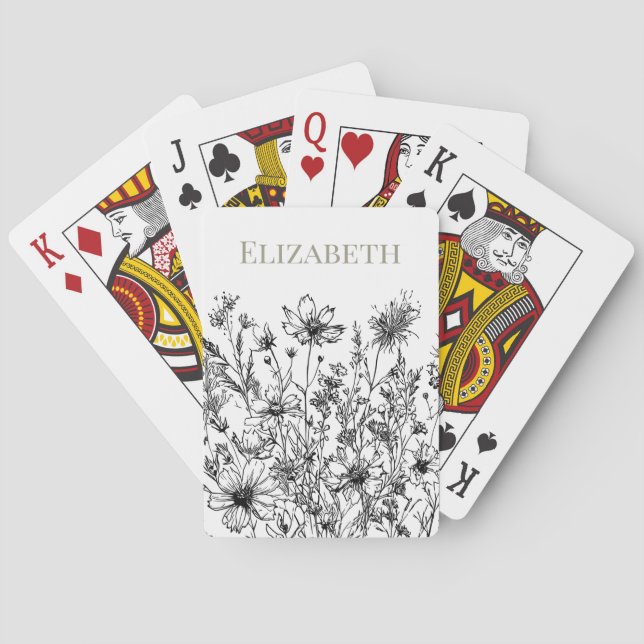 Custom Wildflowers Personalized  Playing Cards (Back)