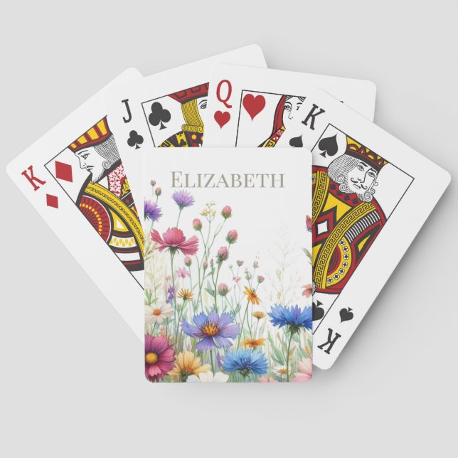Custom Wildflowers Personalized  Playing Cards (Back)
