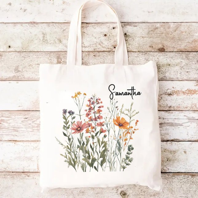 Custom wildflowers tote bag gift for mom teachers (wildflowers tote bag, Mother’s Day gift bag, gift for mom, gift for mama, tote bag for women, bride)