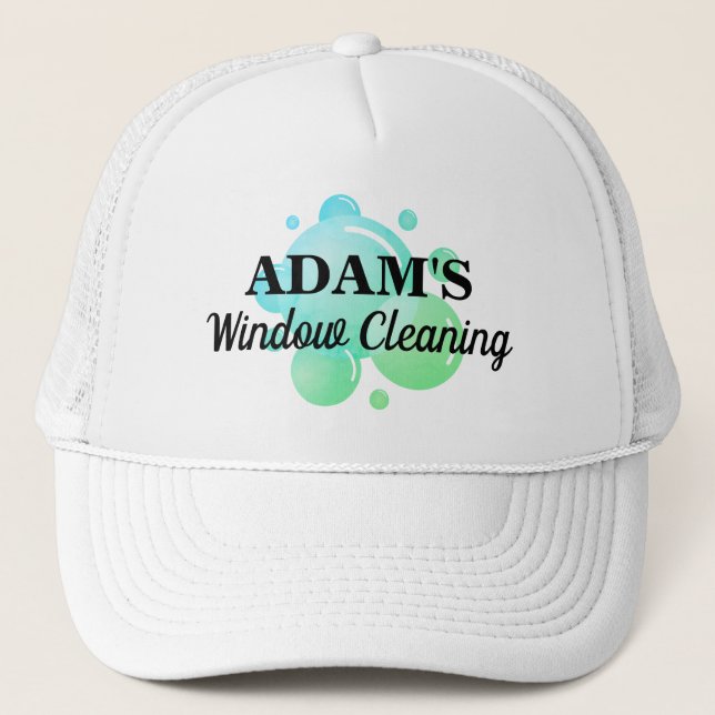 Custom window cleaning service logo trucker hat (Front)