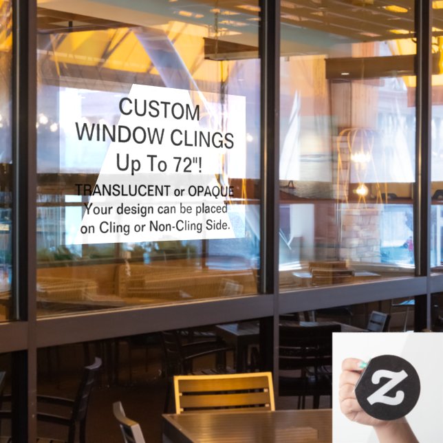 Custom Window Cling ADVANCED OPAQUE 30" x 20" (Restaurant Window)