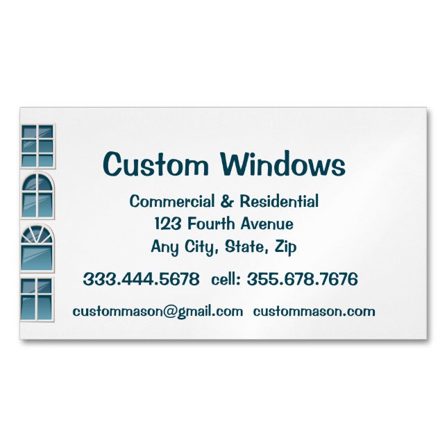 Custom Windows Repair Maintenance Business Card Ma (Front)