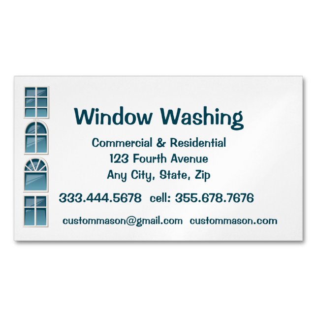 Custom Windows Washing Washer  Magnetic Business Card (Front)