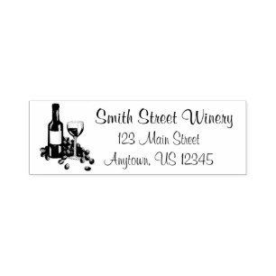 Custom Wine Bar Winery Merlot Bottle Grapes Glass Self-inking Stamp