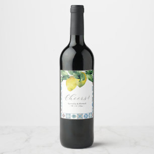 Custom Wine Labels Amalfi Tile & Lemons