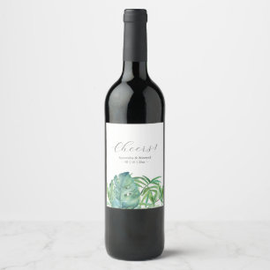 Custom Wine Labels Tropical Palm Leaves