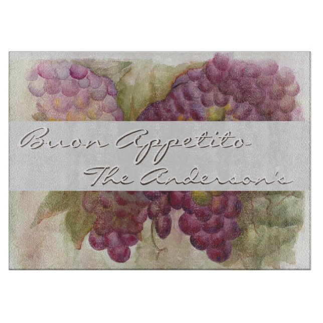 Custom Wine-Themed Tuscan Inspired Cutting Board  (Front)