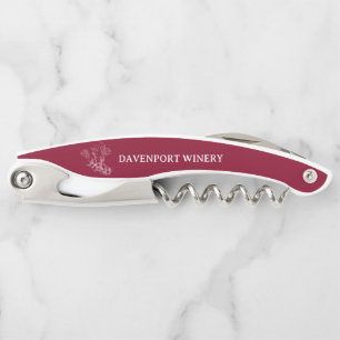Custom Winery Red Grapes Vine Bar Restaurant Corkscrew