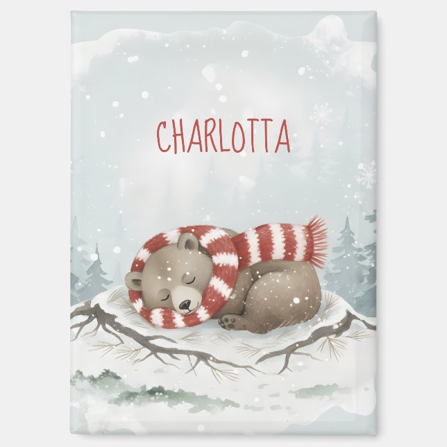 Custom Winter Bear Magnet (Front)