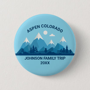 Custom Winter Family Reunion Blue Snowy Mountain 2 Inch Round Button
