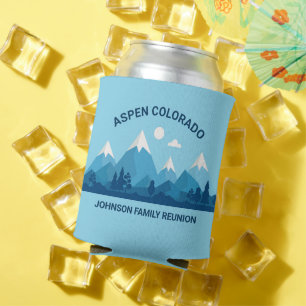 Custom Winter Family Reunion Party Snowy Mountain Can Cooler